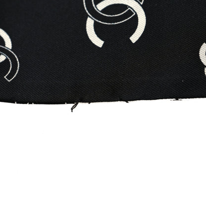 Chanel Silk Slim Camellia CC Bandeau Scarf Black White Pink 3 of 3