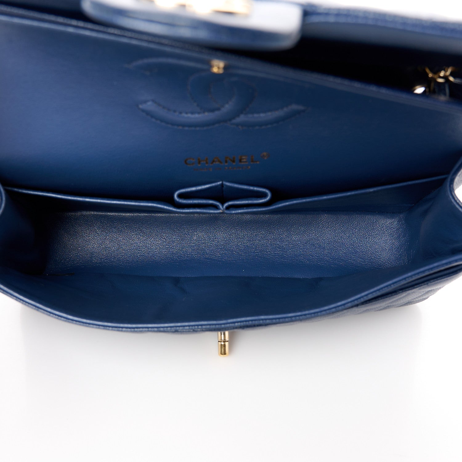 Chanel Caviar Quilted Medium Double Flap Blue 5 of 11