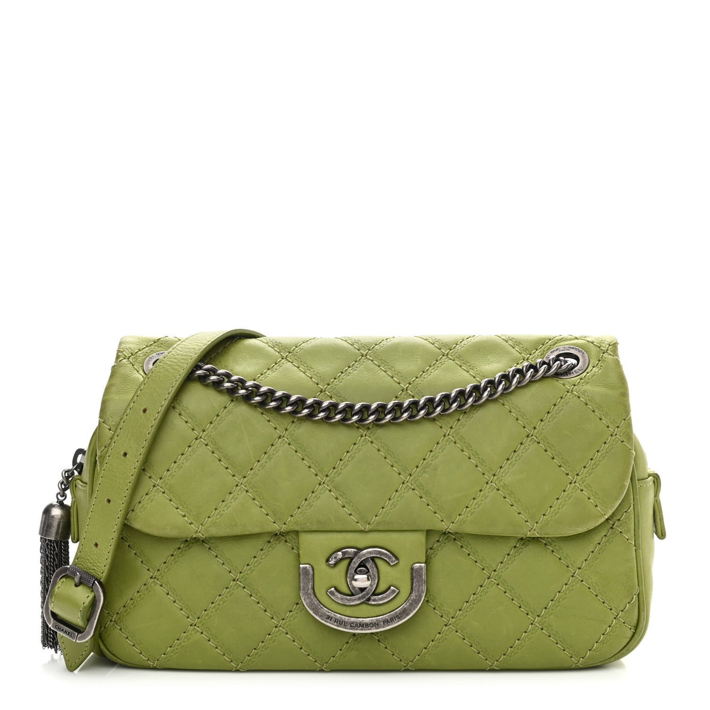 Calfskin Quilted Medium Coco Sporran Flap Green