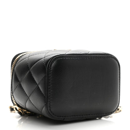 Chanel Lambskin Quilted Top Handle Mini Vanity Case With Chain Black 4 of 10