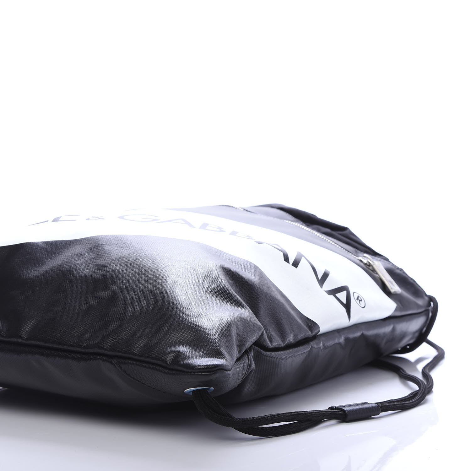 Dolce & Gabbana Coated Canvas Logo Drawstring Backpack Black White 6 of 8