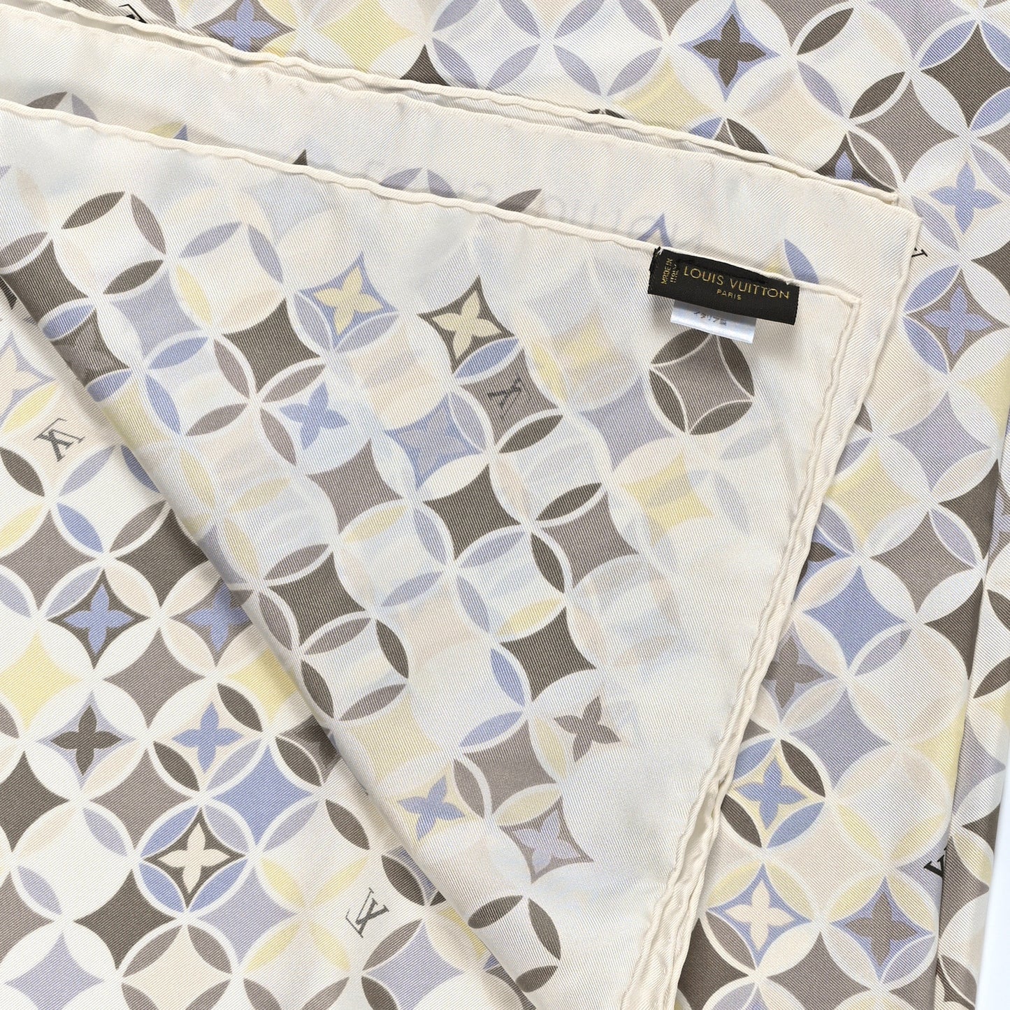 Silk Monogram Flower Tile Square Scarf Beige Multicolor