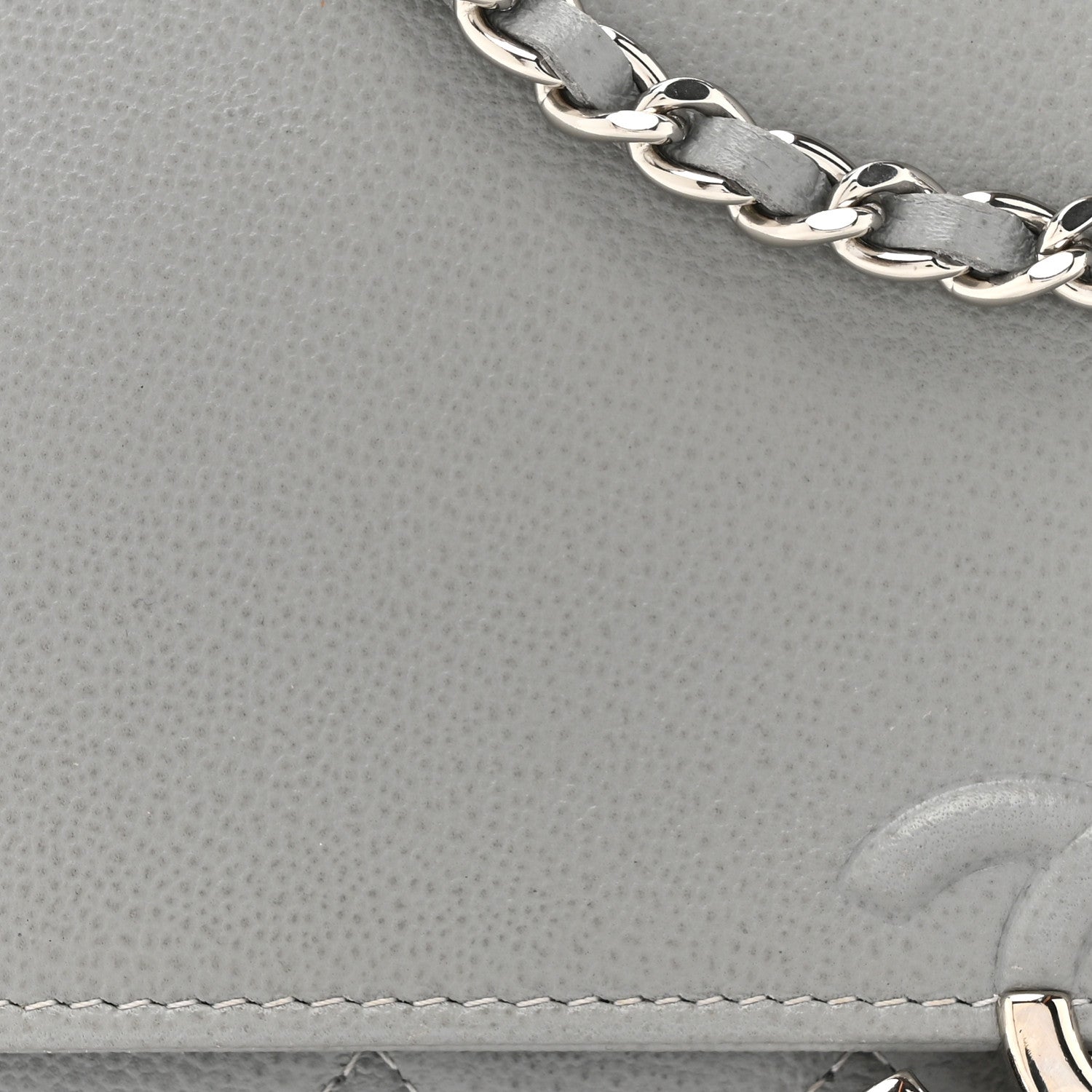 Chanel Grained Calfskin Quilted CC Box Wallet On Chain WOC Grey 8 of 16