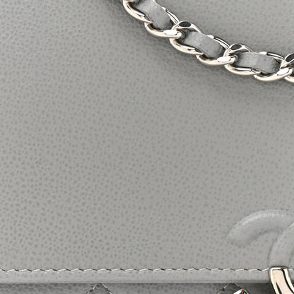 Chanel Grained Calfskin Quilted CC Box Wallet On Chain WOC Grey 8 of 16
