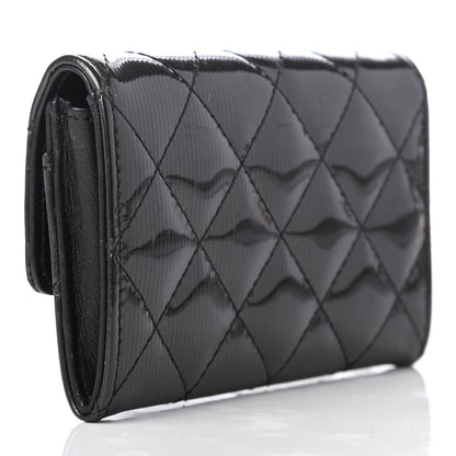 Chanel Striated Patent Quilted Card Holder Grey 3 of 6