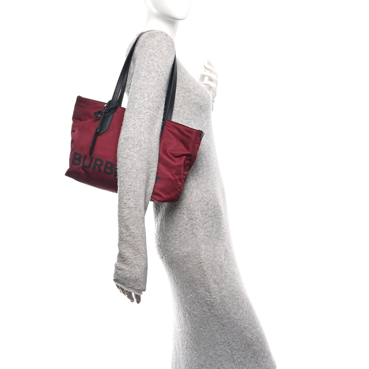 Burberry Nylon Logo Small Ardwell Tote Burgundy 2 of 10