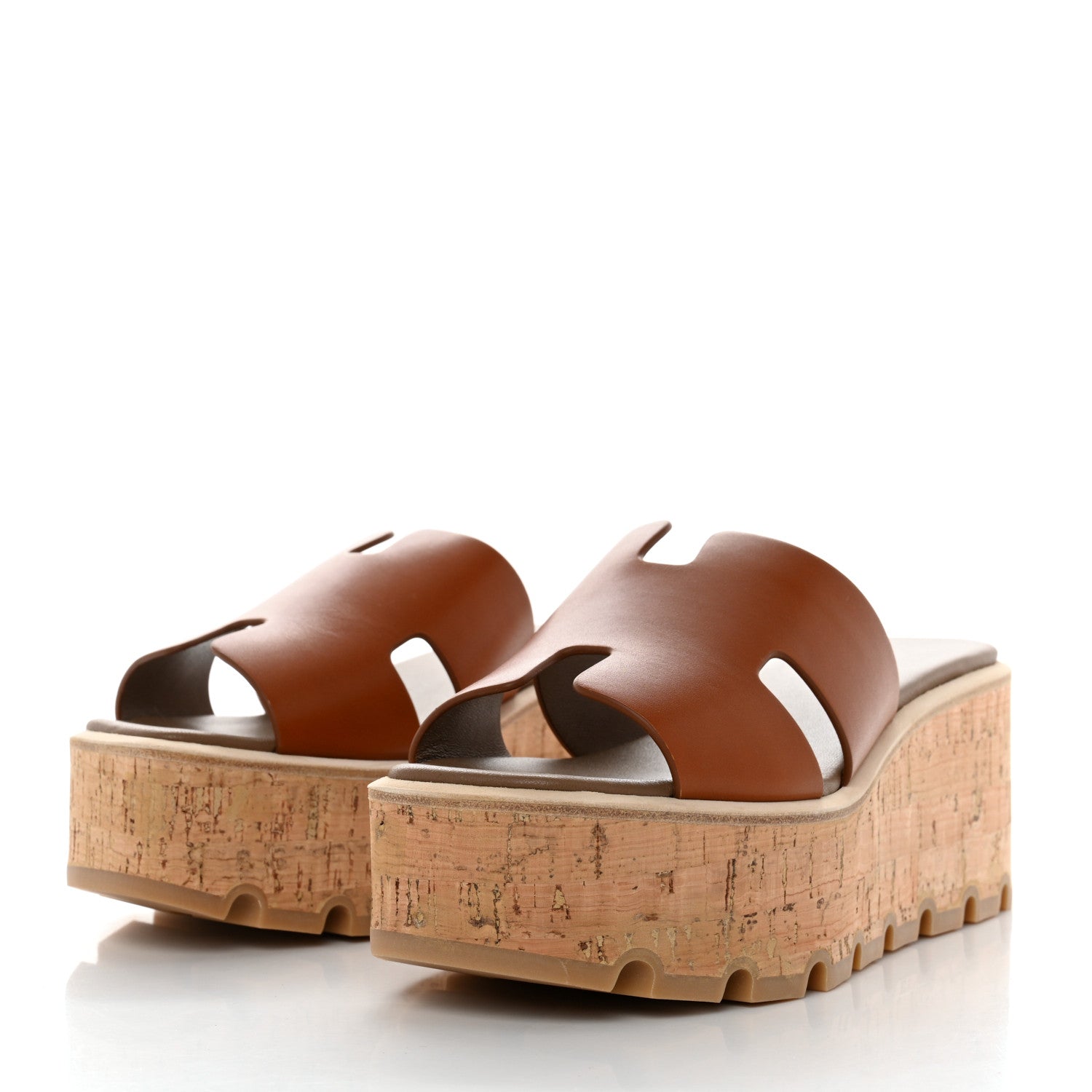 Hermes Calfskin Cork Eze 30 Sandals 36 Marron Glaise 3 of 9