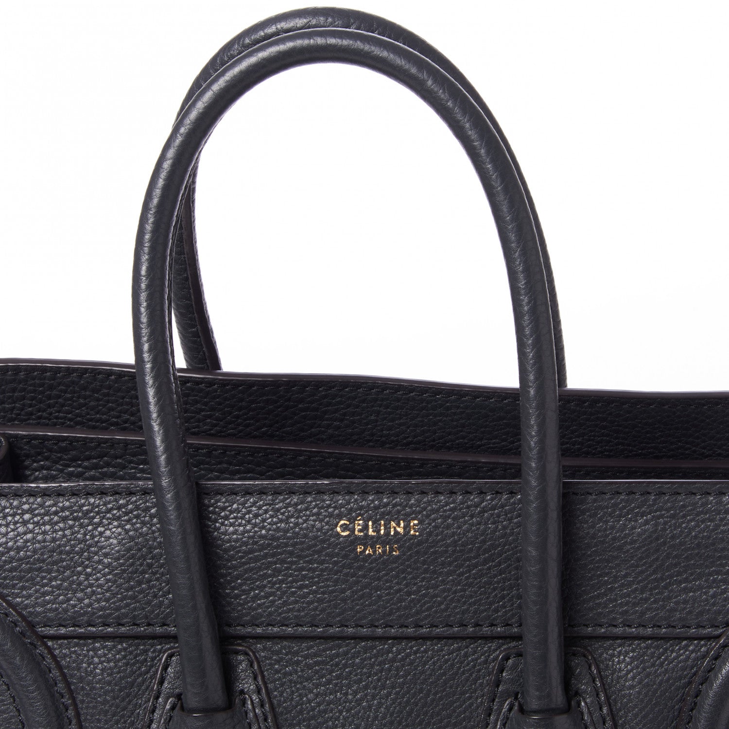 Celine Drummed Calfskin Micro Luggage Black 9 of 9