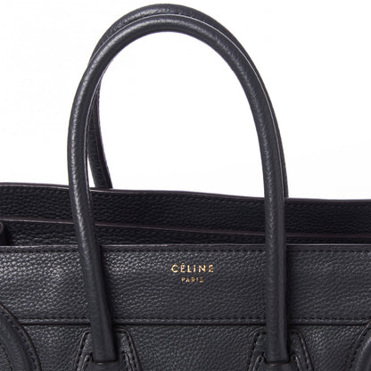 Celine Drummed Calfskin Micro Luggage Black 9 of 9
