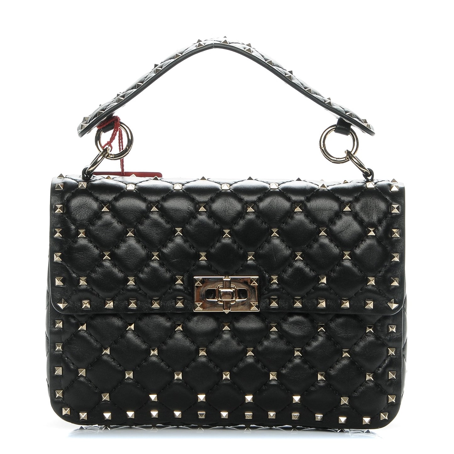 Lambskin Medium Rockstud Spike Shoulder Bag Black
