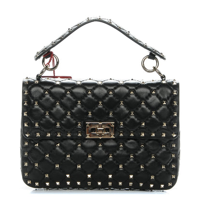 Valentino Garavani Lambskin Medium Rockstud Spike Shoulder Bag Black 1 of 6