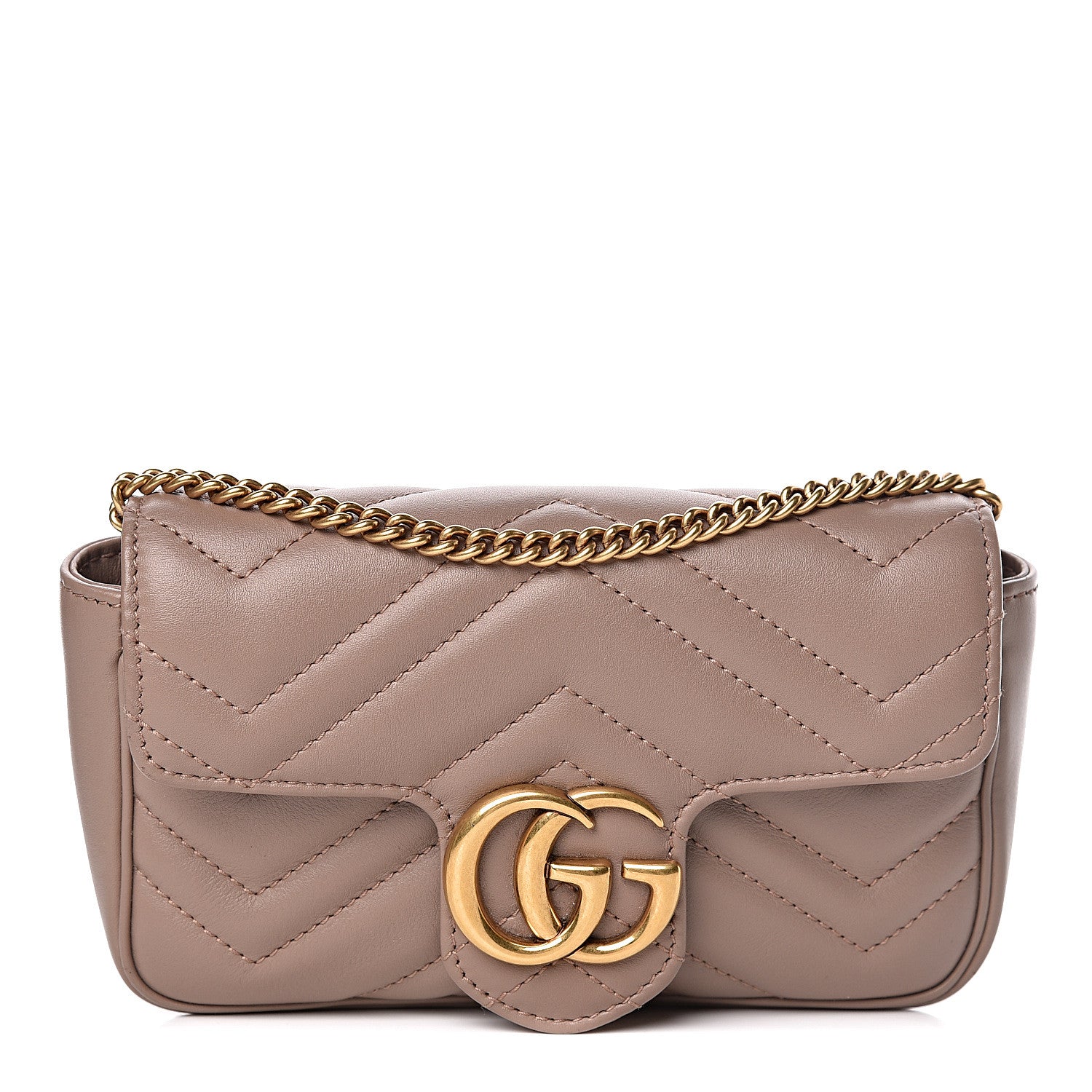 Gucci Calfskin Matelasse Super Mini GG Marmont Shoulder Bag Porcelain Rose 1 of 11