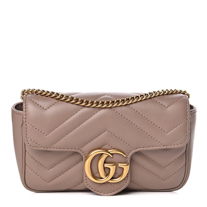 Gucci Calfskin Matelasse Super Mini GG Marmont Shoulder Bag Porcelain Rose 1 of 11