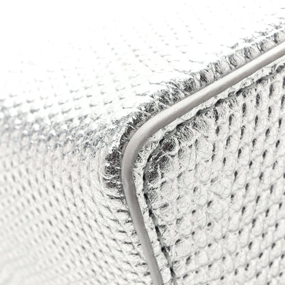 Chanel Lizard Embossed Top Handle Slim Vanity With Chain Silver 12 of 14
