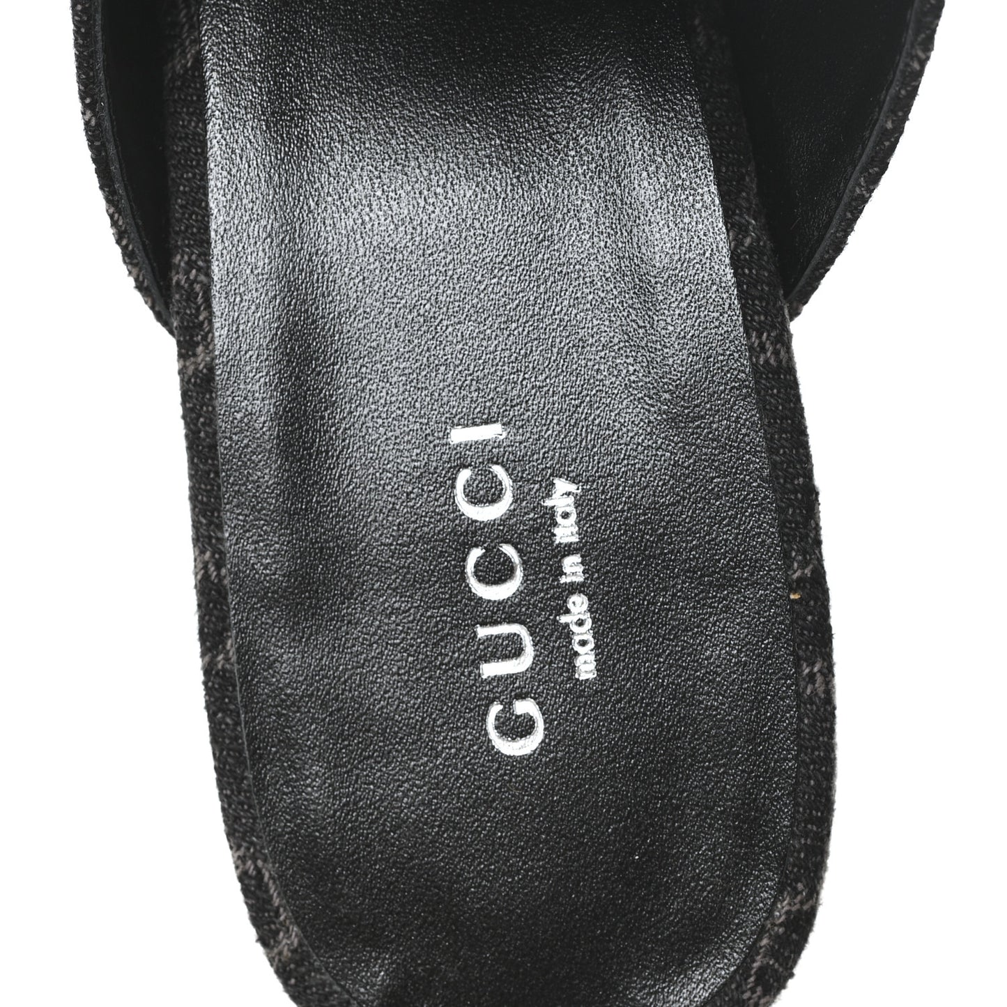 New Denim GG Malaga Kid Womens Princetown Slippers 38 Grey Black