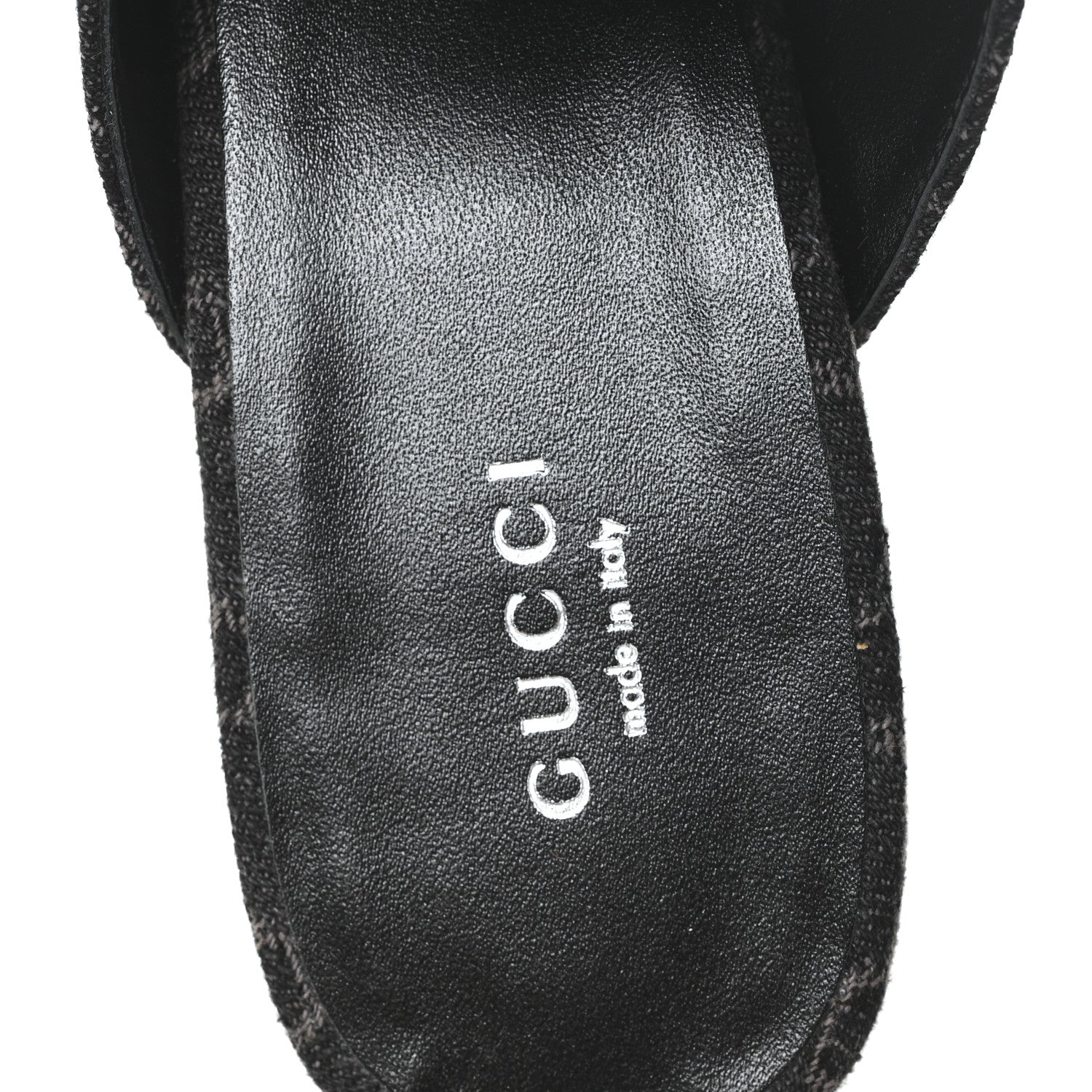 Gucci New Denim GG Malaga Kid Womens Princetown Slippers 38 Grey Black 8 of 10