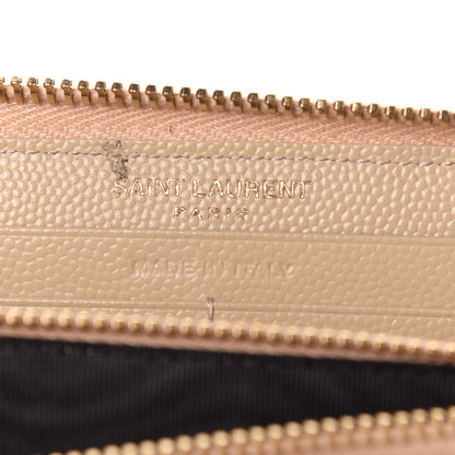 Saint Laurent Grain De Poudre Matelasse Chevron Monogram Zip Around Wallet Nude Powder 6 of 7