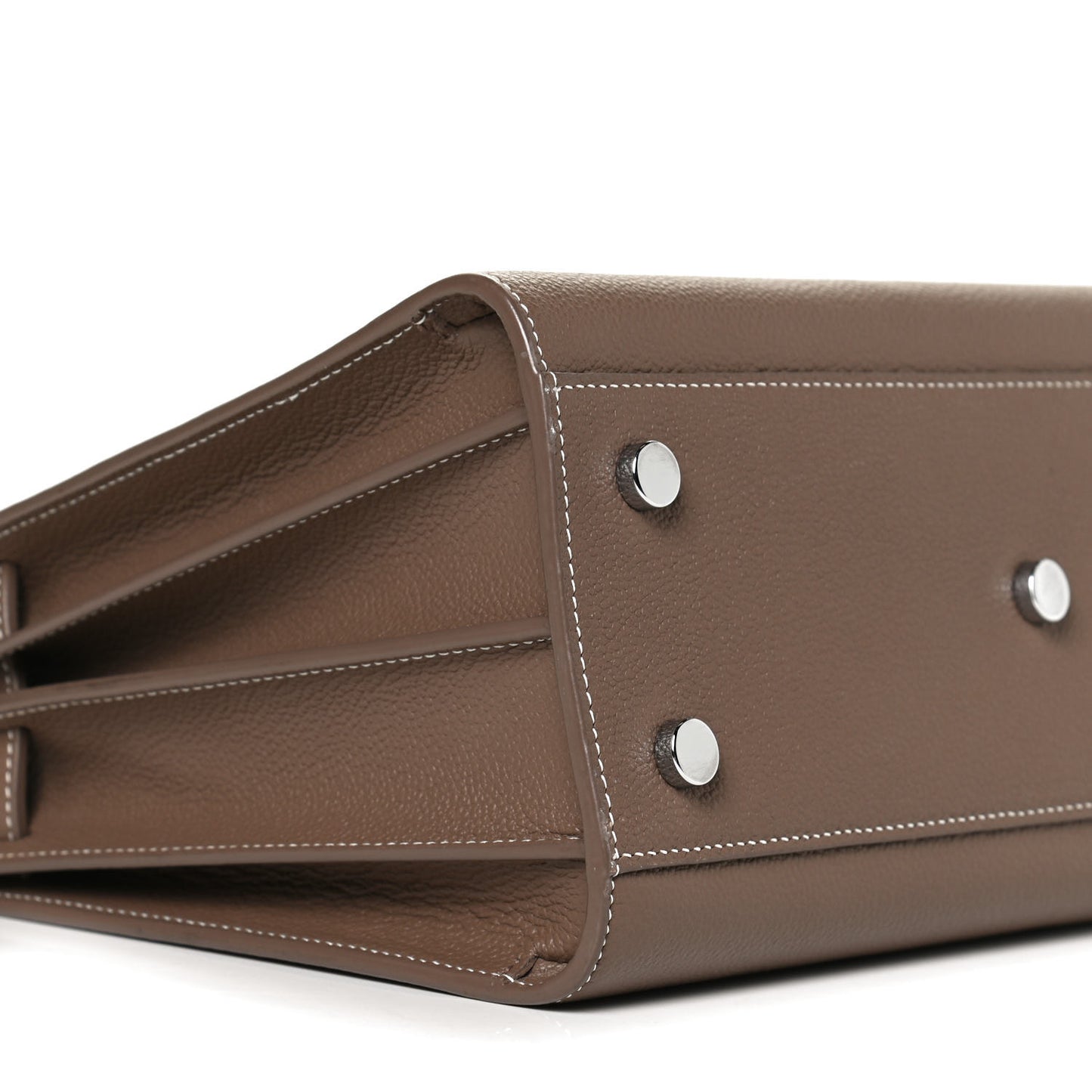 Grained Calfskin Topstich Baby Sac De Jour Taupe
