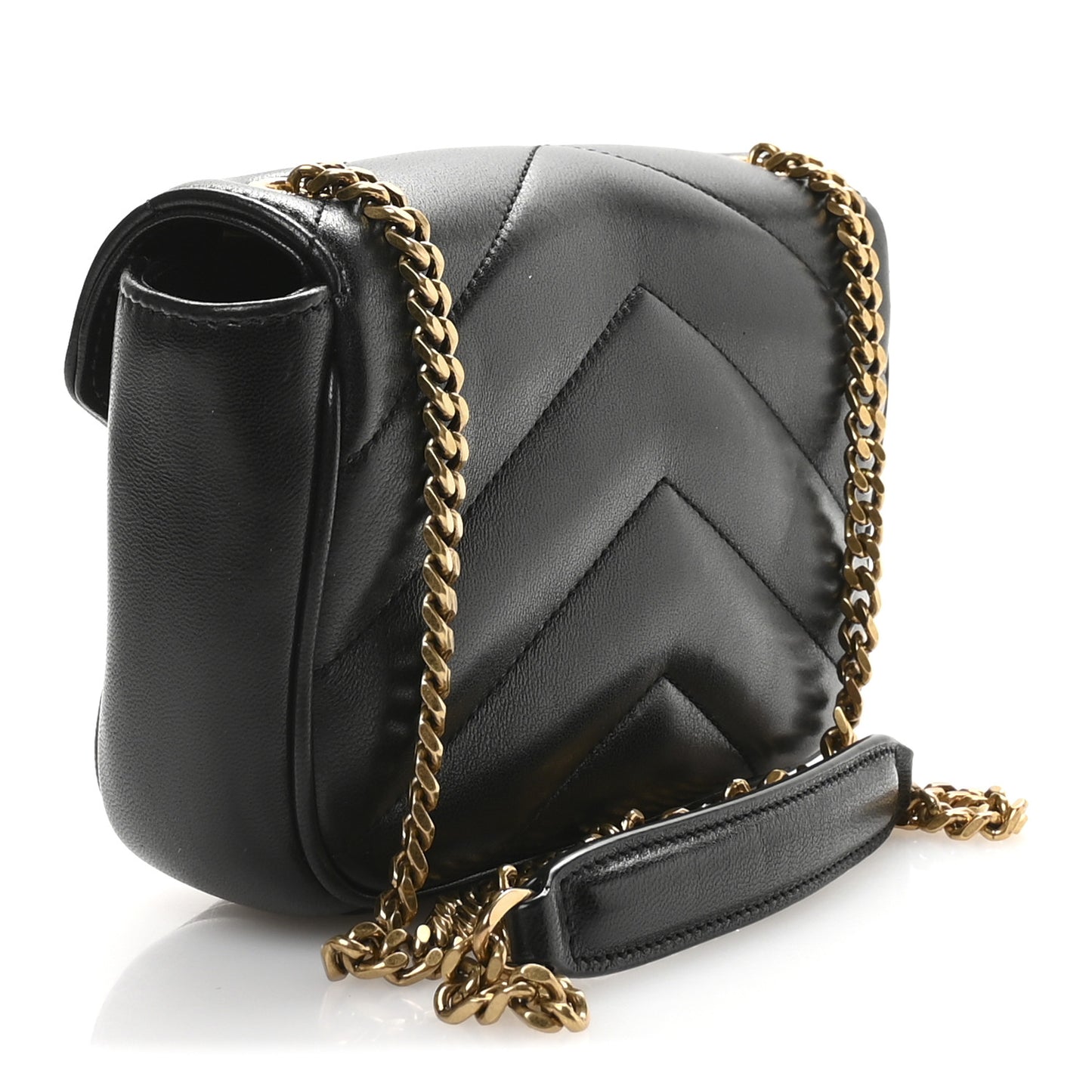 Lambskin Chevron Quilted Mini Loulou Black
