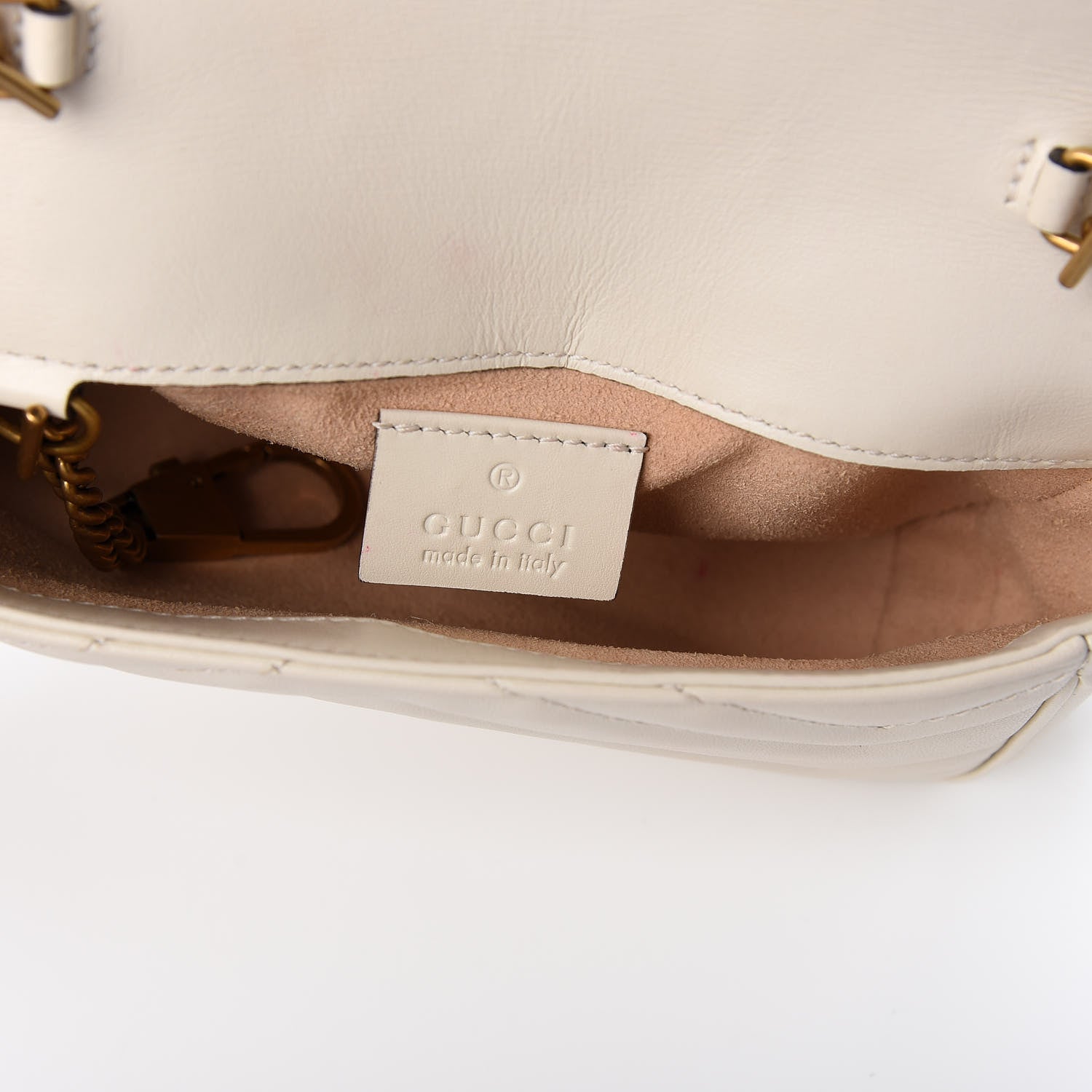 Gucci Calfskin Matelasse Super Mini GG Marmont Shoulder Bag White 8 of 10