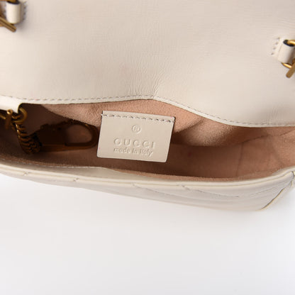 Gucci Calfskin Matelasse Super Mini GG Marmont Shoulder Bag White 8 of 10