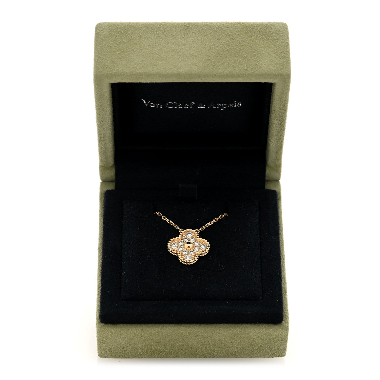 Van Cleef & Arpels 18K Yellow Gold Diamond Vintage Alhambra Pendant Necklace 5 of 5