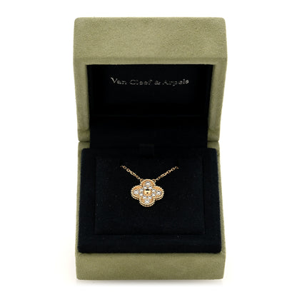 Van Cleef & Arpels 18K Yellow Gold Diamond Vintage Alhambra Pendant Necklace 5 of 5