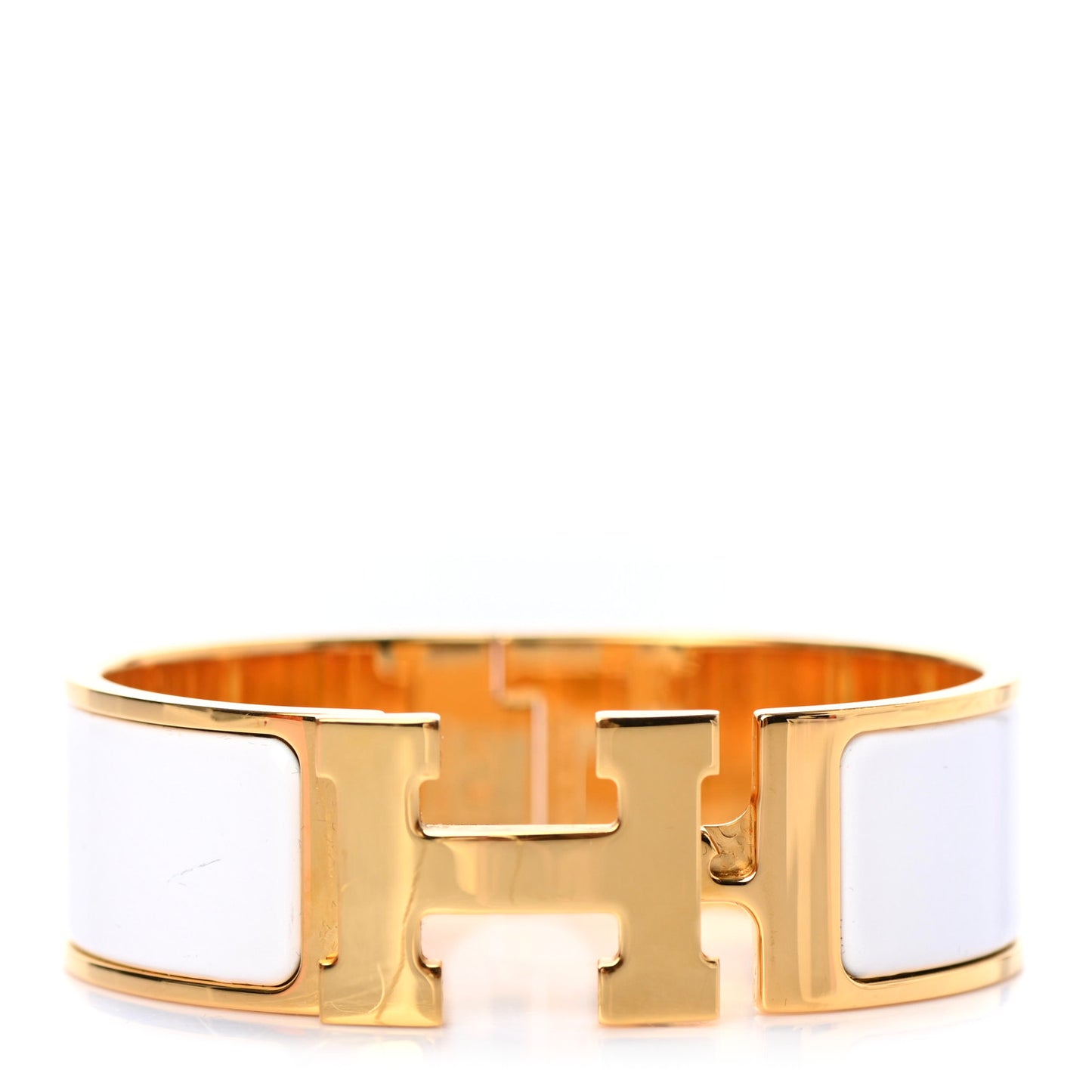 Enamel Wide Clic Clac H Bracelet GM White