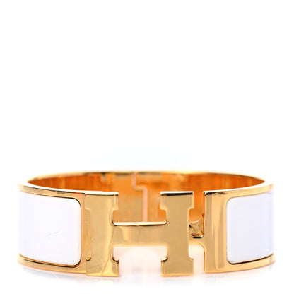 Hermes Enamel Wide Clic Clac H Bracelet GM White 1 of 4