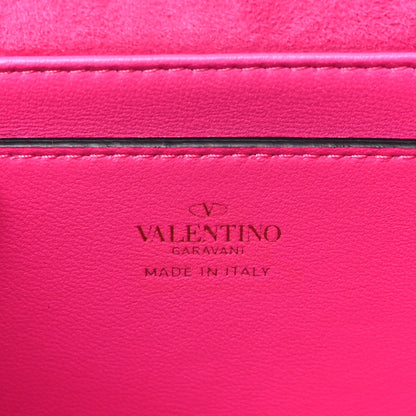 Valentino Garavani Crystal Suede Embellished Small One Stud Clutch With Chain Pink 6 of 9