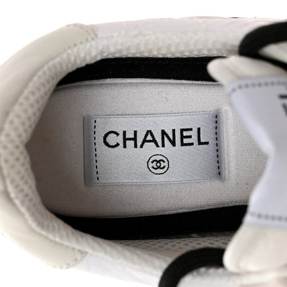 Chanel Suede Fabric Calfskin Womens CC Sneakers 39.5 White Light Gray 8 of 12