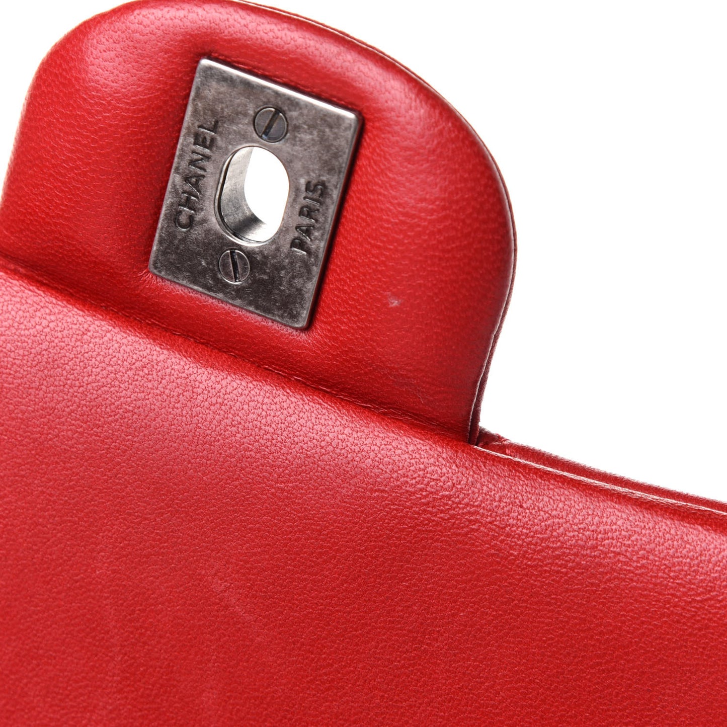 Lambskin Quilted Mini Rectangular Flap Red