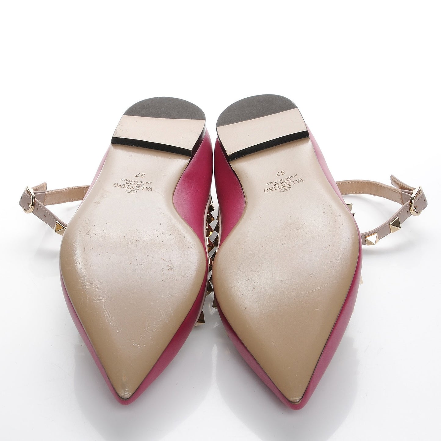 Calfskin Nappa Rockstud Cage Ballerina Flats 37 Deep Cyclamin Poudre
