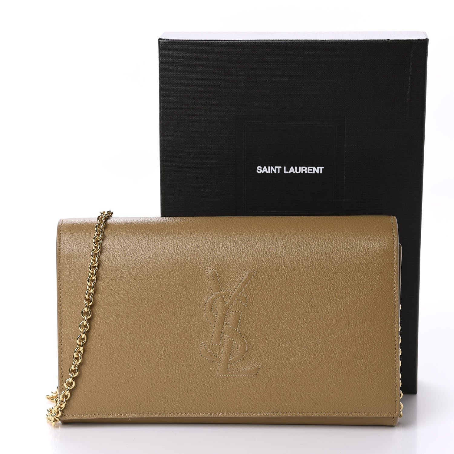 Saint Laurent Calfskin Belle de Jour Chain Clutch Beige 12 of 12