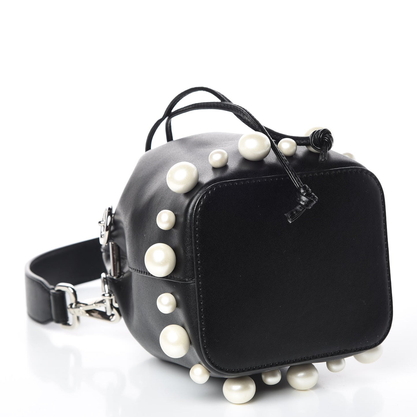 Vitello Liberty Pearl F is Fendi Mini Mon Tresor Bucket Bag Black