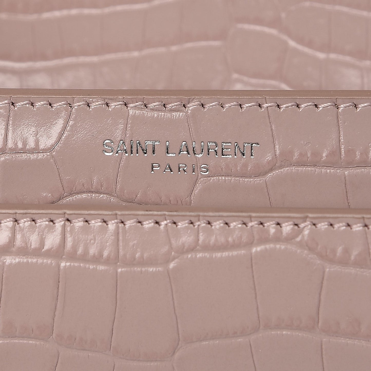 Calfskin Crocodile Embossed Medium Monogram Sunset Powder Pink