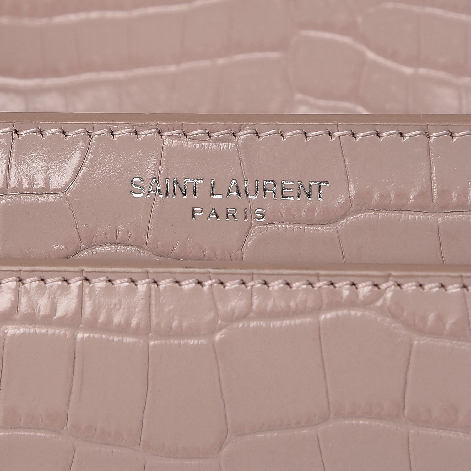 Saint Laurent Calfskin Crocodile Embossed Medium Monogram Sunset Powder Pink 9 of 10