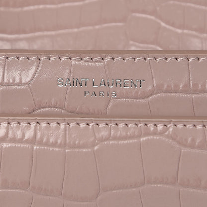 Saint Laurent Calfskin Crocodile Embossed Medium Monogram Sunset Powder Pink 9 of 10