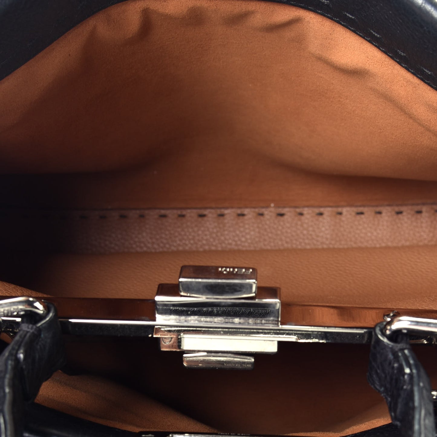 Cuoio Romano Selleria Bi-Color Medium Peekaboo Iconic Satchel Black Mou