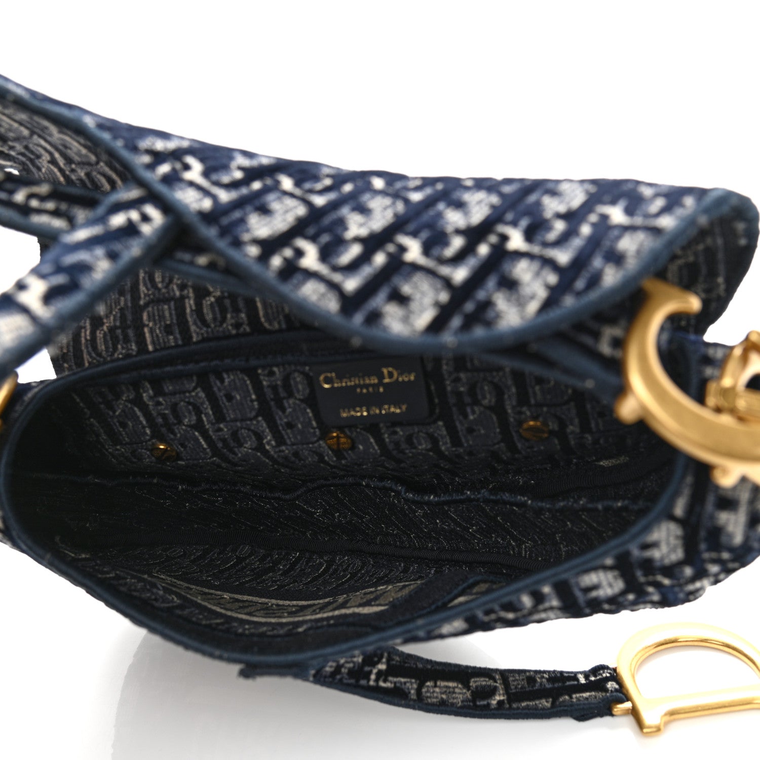 Christian Dior Velvet Oblique Saddle Bag Blue 5 of 11