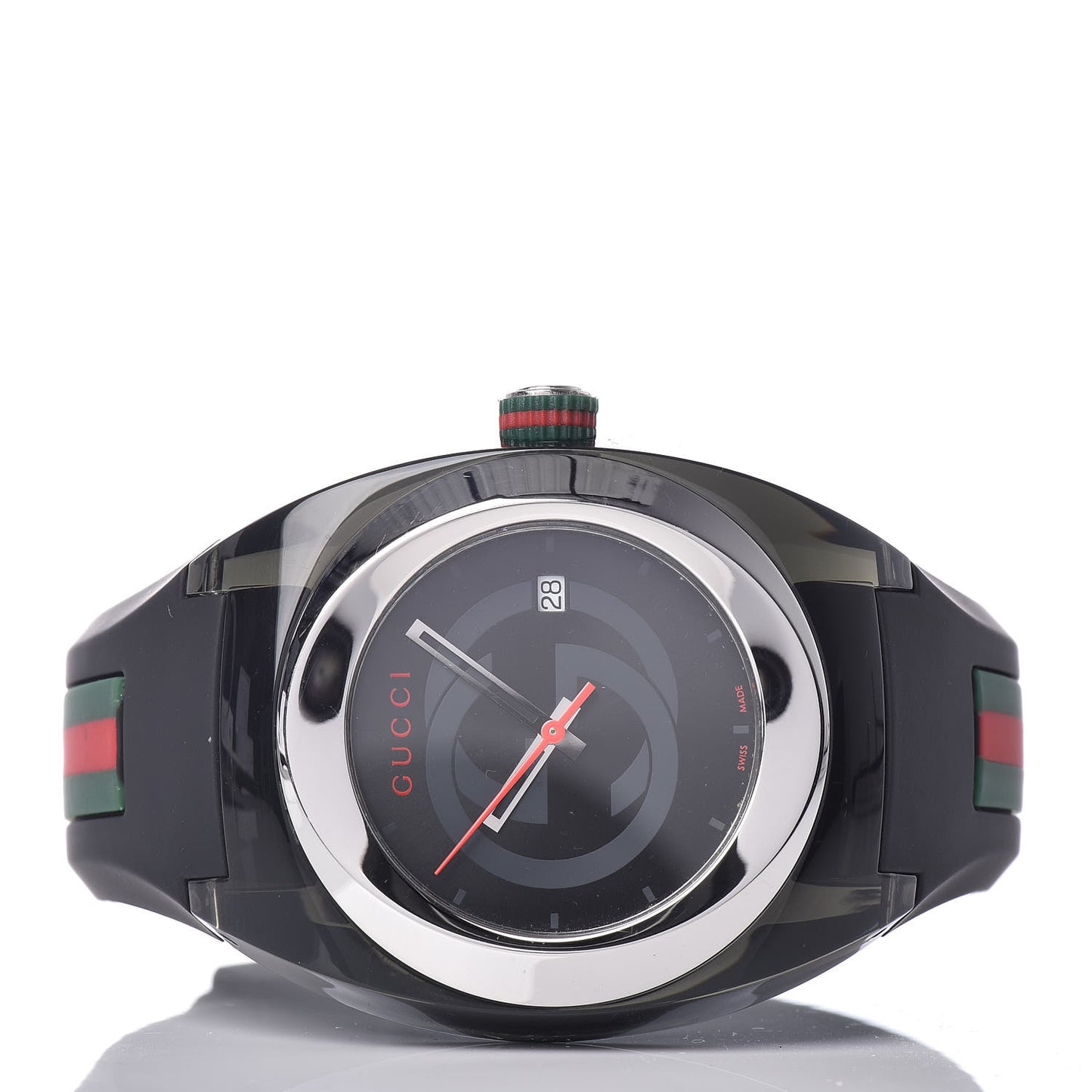 Stainless Steel Rubber 46mm Sync Web Quartz Watch Black