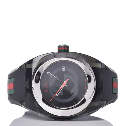 Gucci Stainless Steel Rubber 46mm Sync Web Quartz Watch Black 3 of 8