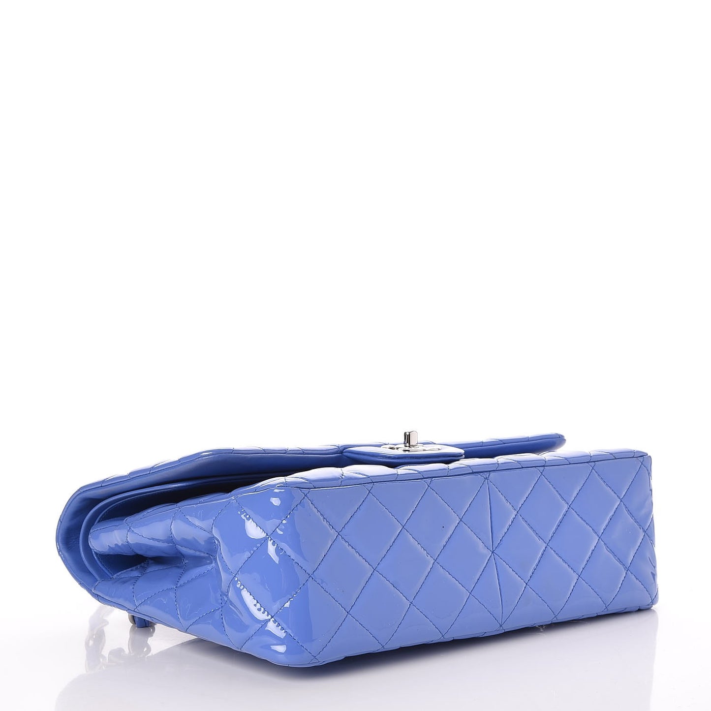 Patent Quilted Jumbo Double Flap Blue