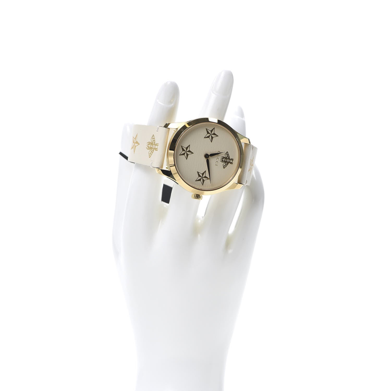 Gucci Stainless Steel Calfskin 38mm G-Timeless Bee Star Quartz Watch White 2 of 6