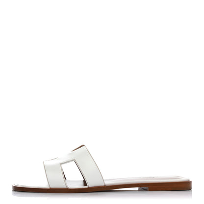 Hermes Box Calfskin Oran Sandals 40.5 White 1 of 4