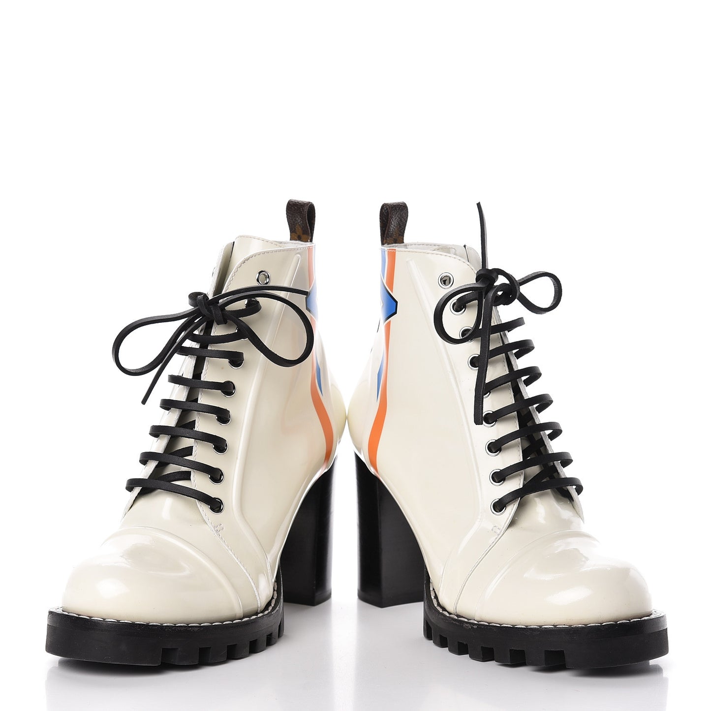 Patent Calfskin Spaceship Star Trail Ankle Boots 39 White