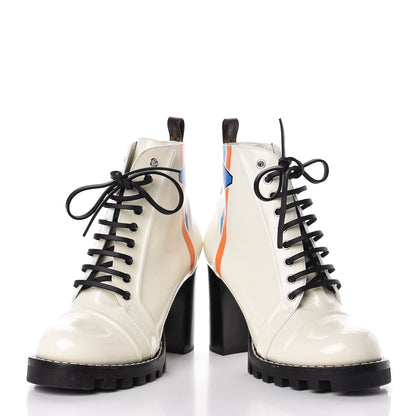 Louis Vuitton Patent Calfskin Spaceship Star Trail Ankle Boots 39 White 6 of 14