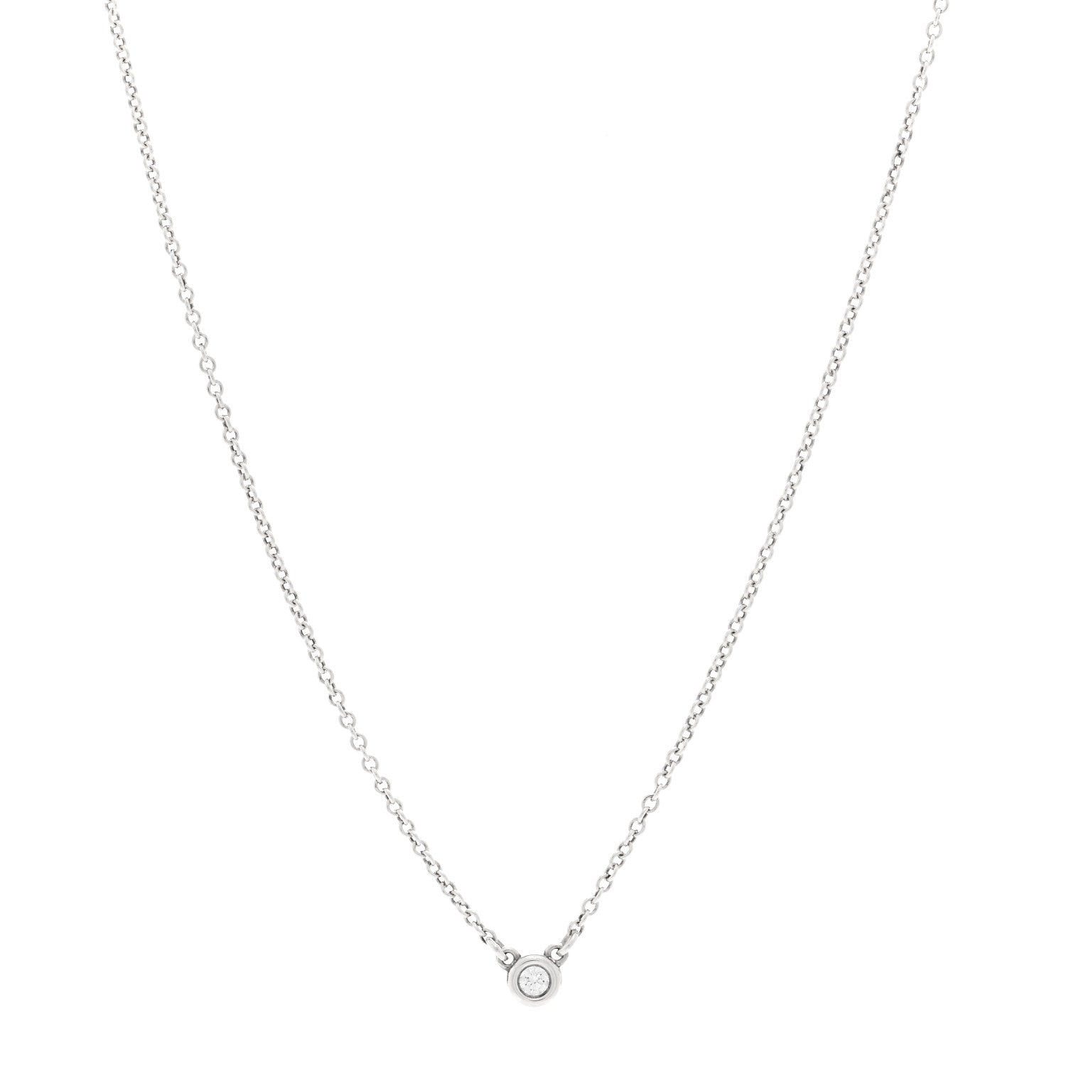 Tiffany Sterling Silver Diamond .03ct Elsa Peretti Diamonds by the Yard Pendant Necklace 1 of 4