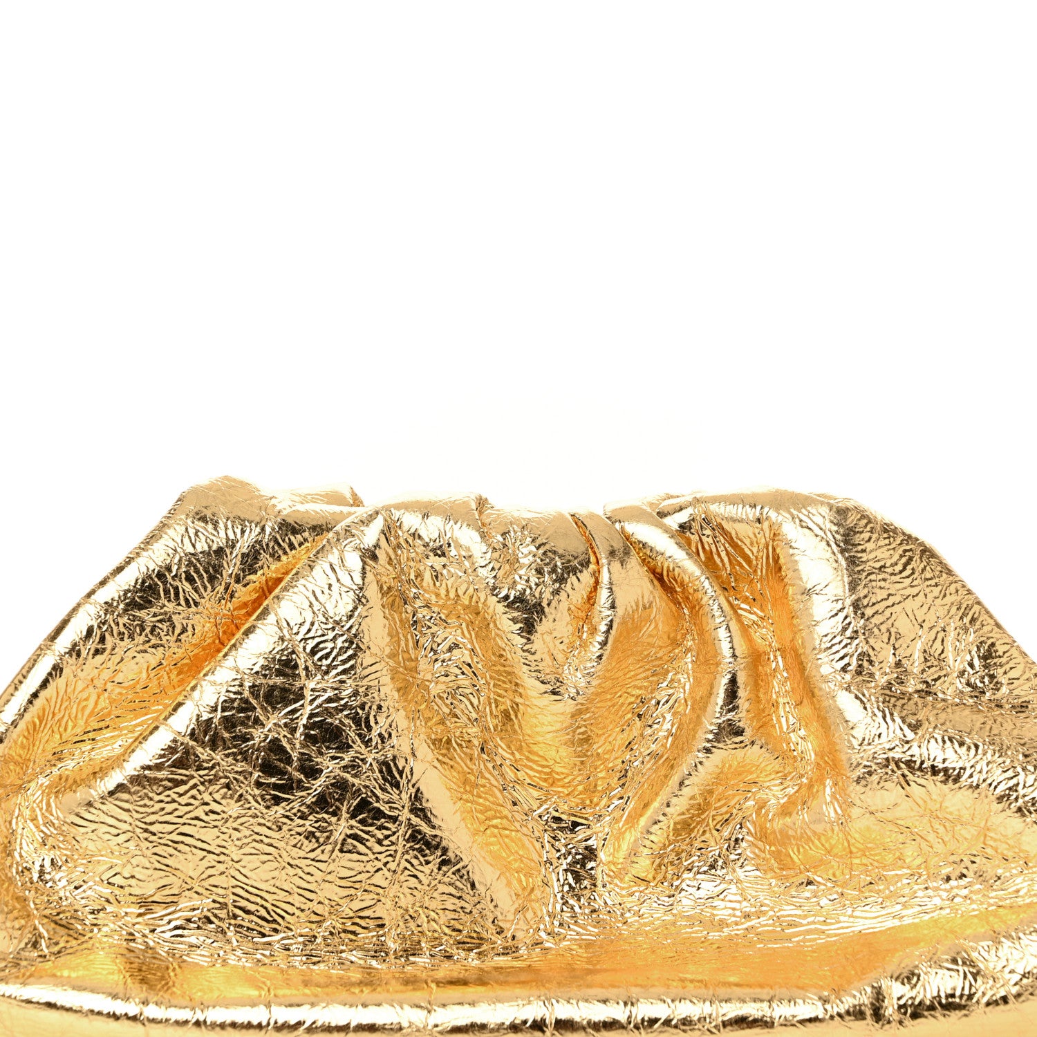 Bottega Veneta Metallic Crinkled Lambskin The Pouch Oversized Clutch Oro 7 of 10
