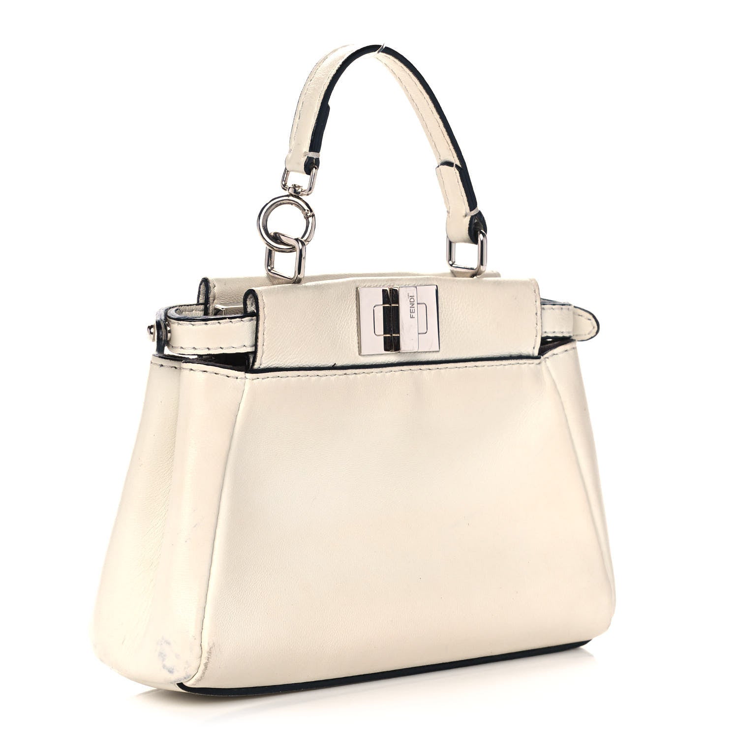 Fendi Shiny Nappa Micro Peekaboo Iconic Satchel White 3 of 15